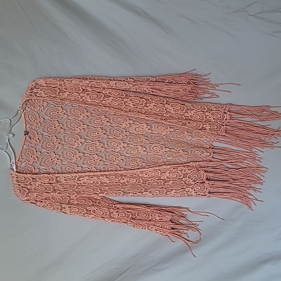 BKE Orange Floral Lace Boho Cover Up - Picture 4 of 13